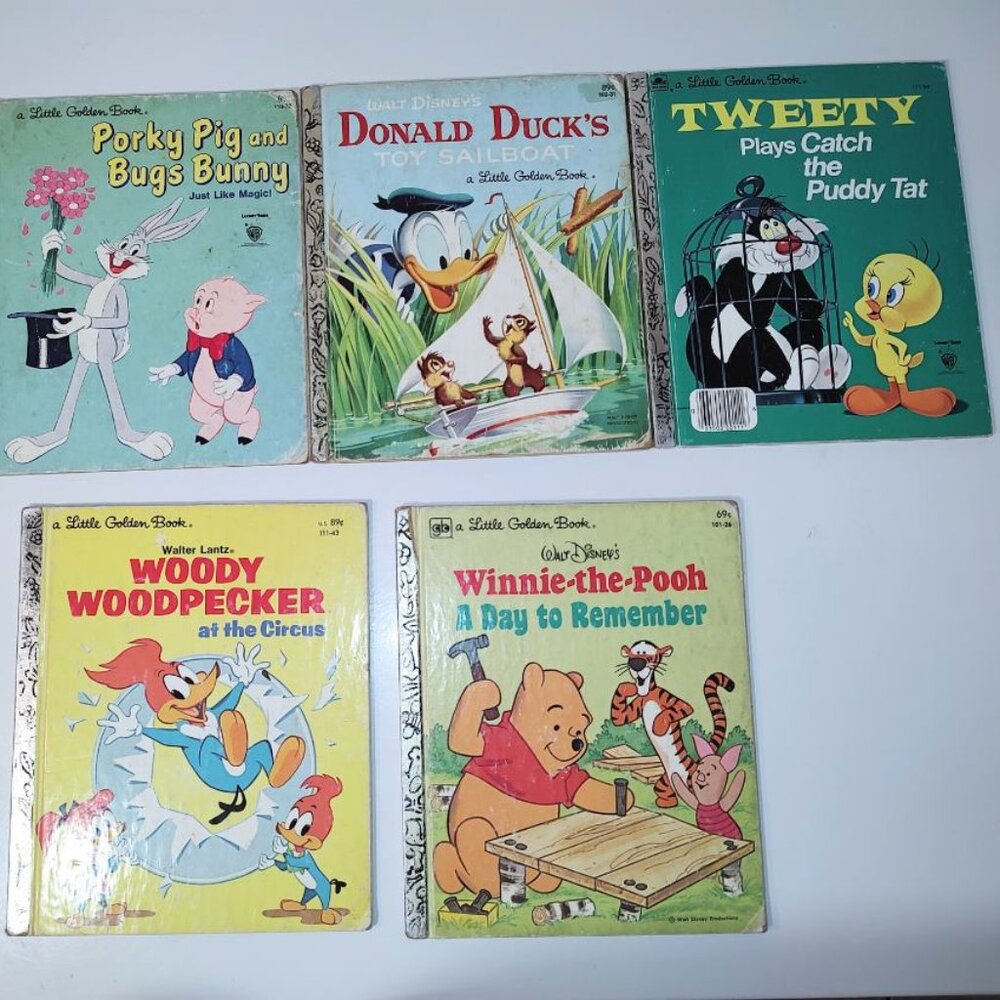 Four Little Golden Books -T. V Characters AS IS